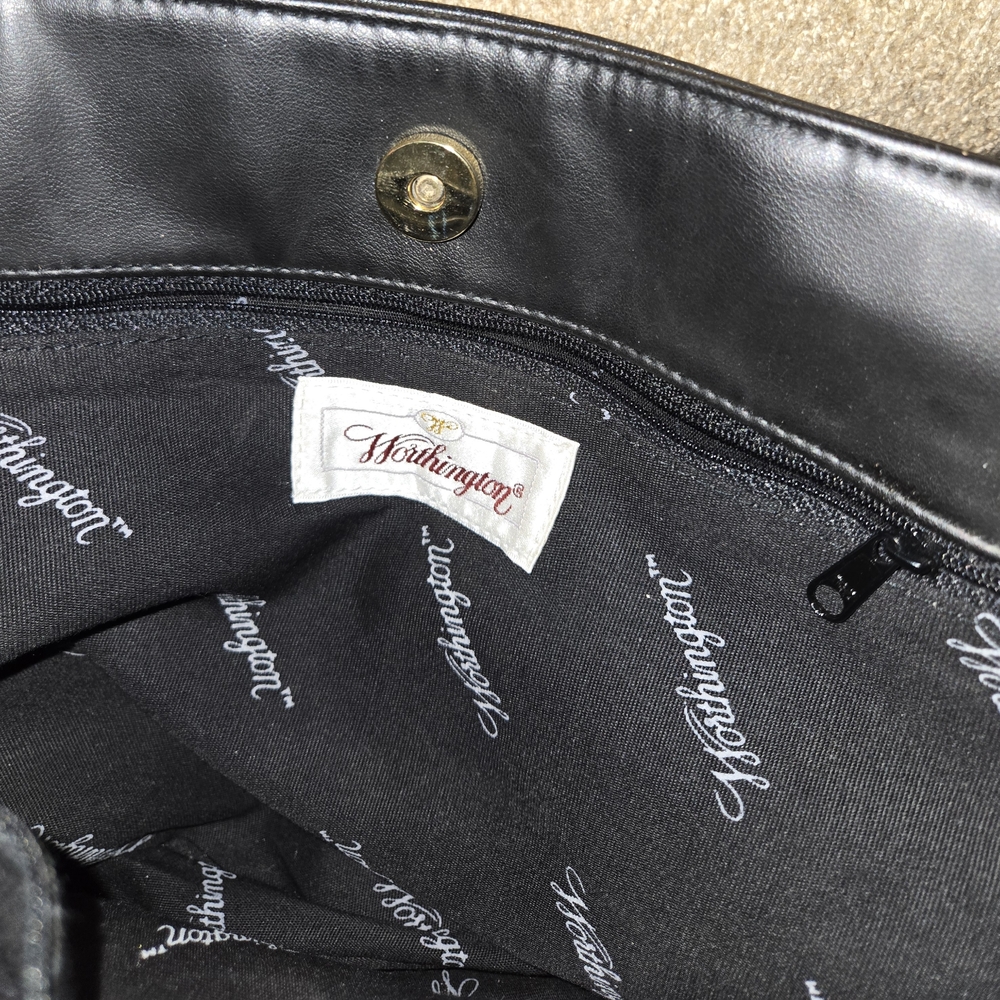 Worthington Genuine Leather Black Shoulder Bag - Picture 3 of 10